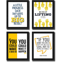 Interio Crafts Motivational Quotes Wall Framed Poster (13X10 Inches,Wood;Black, Framed) -Set Of 4