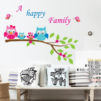 Jaamso Royals Cute Colorful Owl Branch Butterfly Wall Sticker For Home Dcor (45Cm X 60Cm)