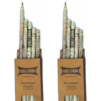 Goli Soda Upcycled Plain Newspaper Pencils|Eco Friendly|Handmade Pencils|Wood Free|Upcycled|Handmad Polymer Free-(Pack Of 10)-100 G,Black