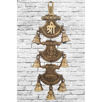 Mohan Jodero Elegant Brass Shubh Labh/ Shri Ganesha Namah Wall Hanging With Bells