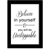 Tied Ribbons Believe In Yourself And You Will Be Unstoppable Printed Motivational Framed Poster For Wall (Multicolour, 25.9 X 34.5 Cm)