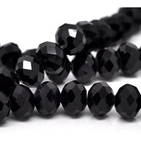 Ritika Craft 6Mm Rondelle/Tire Crystal Macrame Plastic Beads For Arts, Crafts & Decoratives-High Sparkle Cutting Crystal Beads For Macrame, Jhula, Torana, Jhumar (Black)