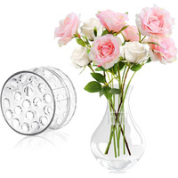 Hasthip 2024 Flower Arrangement Spiral Stem Holder For Vases, Ikebana Arranger, Floral Grid With 19 Holes, Diy Bouquet Twister (Clear, L)