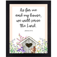 Interio Crafts - We Will Serve The Lord - Positive Bible Verse Wall Framed Poster For Office Or Home Wall Decor - Printed Bible Quotes With Frames - Joshua 24:15 - Synthetic Wood - 13 X 10 Inches