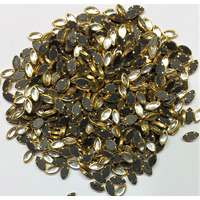 Omx 500 Pc, Kundan Stones Beads Flat Back Glue On Rhinestones For Jewellery Making & Embroidery In Silver Color Eye Shape- 9 X 5 Mm, 100 Gram