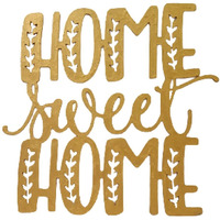 Purpledip Wooden Laser Cut Wall Hanging: Home Sweet Home, Golden (12378)
