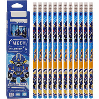 Funblast Pencils With Eraser On Top - 12 Pcs Robot Warrior Graphite Pencil Set For Kids, Hb Pencil For Writing, Drawing, Calligraphy & Shading, Birthday Return Gift For Kids (Blue)