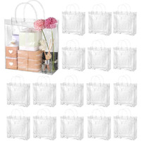 Satyam Kraft 24 Pcs Transparent Goodie Bags With Handle | Gift For Her / Him ,Gift Bags, Clear Shopping Bags For Rakhi, Rakshabndhan, Wedding, Birthday, Return Gifts, Party Favors, Hampers (25.5 X 24 X 8 Cm)