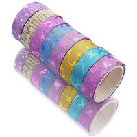Eclet Adhesive Colorful Decorative Designers Glitter Tape Rolls, Length 3M Each, Set Of 12 (Colors As Per Availability) (Glitter), Multicolor