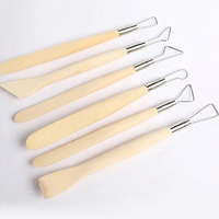 Grandink Set Of 6 Wood Loop And Scraper Tools,Crafts Wooden Carving Pottery Tools Double Heads Pottery Clay Tools For Ceramics, And Clay Projects.