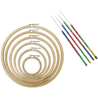 Embroiderymaterial Aari Needle Set And Round Embroidery Hoop Combo (4 Needle Set, 6 Different Sizes Hoop)