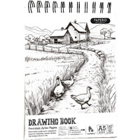 Papero A5 Sketch/Drawing Book  140 Gsm, 100 Pages/50 Sheets, Metal Wire-O Bound  Perfect For Professional Artists, Architects, Kids, And Adults (21.0 X 14.8 Cm) (Meadow Sketch) (Meadow Sketch)