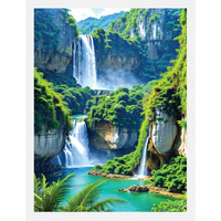 Uncover Mystery Waterfall Digital Hd Print, Framed Poster Wall Art For Home, Office, Living Room Wall Decoration, (Size - 9.75 X 13.25 In), Frame Color : -White-083