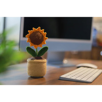 Sycamore East Handmade Crochet Flowers Completed Hand Woven Sunflowers Daisy Knitted Potted Plants Knitted Flower For Car Dash Decoration, Table Decoration, Home Decoration Pack-1