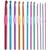 Jern 12 Sizes Aluminum Crochet Hook Needles Set In Pouch