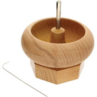 Beadsnfashion Mini Spin And String Wooden Beading Spinner Jewellery Making Tool With 2 Pcs Curved Needle, Size 3 Inches