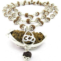 Shivoham 1 Mukhi Rudraksha + 5 Mukhi Rudraksha Silver Mala 54+1 Beads