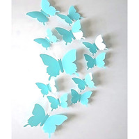 Jaamso Royals Pvc Vinyl Light Blue 3D Butterflies Self Adhesive Peel And Stick Home Decor And Wall Decor Wall Sticker 1 Combo Of 12 Piece (13 Cm X 15 Cm)