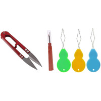 On Blow Combo Pack Of Metal Sewing Tool Snips Thrum Thread Cutter Scissors (1) + Stitch Unpicker And Opener Seam Ripper 12.5Cm (1) + Plastic Needle Threader Plastic Wire Loop Diy (3) | Random Colors