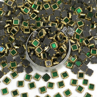 Embroiderymaterial Kundan Stone Beads For Jewellery Making, Bracelets Making, Craft, Embroidery Work, Necklace Making, Bangle Making (Green, 5Mm, 500 Pieces, Square)