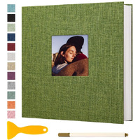 Home Elements Self Adhesive Photo Album Scrapbook Album 20 Sheets/40 Double Sided Pages Diy Photo Album For Family Portraits Wedding Anniversary Birthday Memory Book (Olive Green)