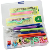 Sve Super Knitting Crochet Hook Needle Set 53Pcs Knitting Needle Kit Organizer With 16Pcs Soft Grip Handles Hooks Tapestry For Hand Knitted