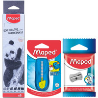 Maped Sketching Kit- 8Pcs|Sketching And Shading Pencils|Break Resistant And Super Dark Leads|Big Eraser And Big Sharpener|Eraser With Sheild And Long Lasting Metal Sharpener|Drawing Pencils