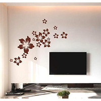 Stickersyard Flowers Wall Sticker Color - Brown (Size 76 Cm X 56 Cm)