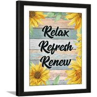 Chaka Chaundh - Relax Refresh Renew Bathroom Poster - Framed Bathroom Quotes - Washroom Quotes Frame - Toilet Quotes Wall Art - 14 X 11 Inches