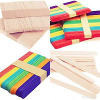 House Hatch Wooden Ice Cream Popsicle Sticks Combo A Grade Straight Edge Wooden Ice Cream Sticks For Art And Crafts Pack Of 100 Pcs (50 Multicolor And 50 Wooden Colored)