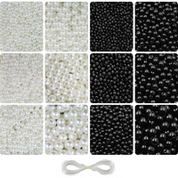 Indikonb 5100 Black And White Moti Pearl Beads Set - Beads In Sizes 3 To 10 Mm For Crafting And Jewelry Making (White + Black)