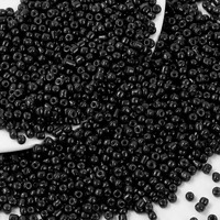 Indikonb Seed Beads Opaque Coloured Small Glass Beads 8/0 3Mm | Crystal Beads For Jewelry Making, Embroidery Beads & Aari Work | Craft Bead For Embroidery Material (Black)