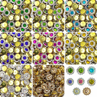 Indikonb Zarkan Flower Buttons | Aaa Quality Zircon Stones For Jewellery And Craft Making | 10Mm Size Kundan Stones | 8 Color Set | 320 Pcs For Rakhi & Craft Projects
