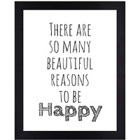 Interiocrafts Happy Life Rules Synthetic Wood Motivational Quotes Framed Poster (Frame Size :13"X10" Inches, Poster) - Black