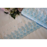 Orient Lace Craft Floral Pattern Polyester Fabric Lace For Apparels,Home Furnishing & Art & Craft (Light Blue)
