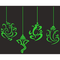 Dreamkraft Monk Wish Glow In Dark Radium Ganesha Wall Stickers For Bedroom And Hall Or Home Offices (Green, 35X28 Cm)