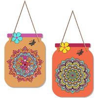 Artvibes Mandala Pattern Decorative Wall Art Mdf Wooden Wall Hanger For Living Room | Bedroom | Office | Gift | Wall Hanging For Home Decoration | Home Decor Items (Wh_6808N), Set Of 2