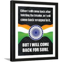 Chaka Chaundh - Army Quotes Wall Frames - Army Quotes Posters - Soldier Quotes Frames Indian Army Quotes - (13.6 X 10.6 Inches) (Black - Army - I Will Come Back)