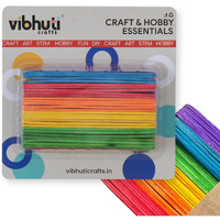 Vibhuti Crafts 100 Multicolored Wooden Ice Cream Sticks  Popsicle Sticks For Craft, Diy School Projects, Photo Frames, Stick House, Art & Craft Work