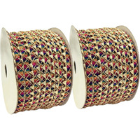 Embroiderymaterial Multicolor Laces Samosa Gota Patti Lace Border Material For Dupatta, Bridal Dresses, Saree, Lehengas, Palazzo, Anarkali Suits, Blouses. (Multicolor, 1.5Cm Width, Pack Of 2, 18M/Roll)