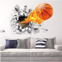 Wallgenics Fire Basketball 3D Wall Poster Wall Sticker (Pvc Vinyl, 70 Cm X 50Cm), Multicolour