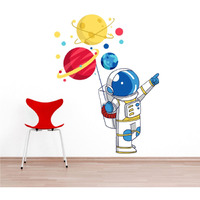 Sticker Yard Astronaut And Galaxies Decor Kids Room Decor, Hall Decor, Kitchen Decor, Living Room Decor,Bedroom Decor Vinyl Wall Sticker,Multicolor (Standard Size -46X55Cm)