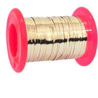Embroiderymaterial Metallic Strip Mukaish Metal Thread For Craft And Embroidery 1 Roll (Pale Gold, 1Mm, 100 Mtrs)