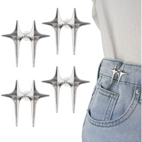Palay 4 Pairs Adjustable Waist Buckle Loose Jeans Button, Star-Shaped Instant Jeans Tightening Clips, Detachable Waist Button Pins For Pants, Skirt