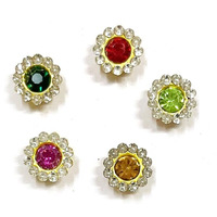 Adikala 10 Mm Flower Shaped Rhinestone Patch For Goddess Dress Decoration And Boutique Dress Making, Craft Jewelry & Diy Projects Kundan Stones Pack Of 50Pc (Multi Color)