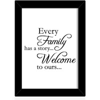 Tied Ribbons Every Family Has A Story, Welcome To Ours Printed Motivational Framed Poster For Wall (25.9 Cm X 34.5 Cm)
