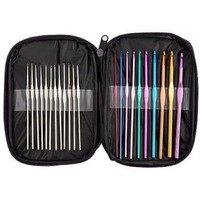 Jern Aluminium Crochet Hooks Knitting Needles Set With Case (Multicolour) -22 Pieces