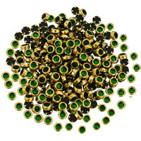 Embroiderymaterial Emerald Green Flat Back Kundan Stones Beads For Craft, Embroidery Work, Jewellery Making, Aari Work, Bangles, Clothes Designing (Round, 500 Pieces)