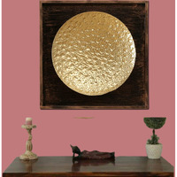 Anshika International Metal Gold Oliver Hammered Wall Decorative Hanging Art Sculpture For Home Office Decor (Size 18 X 18 Inches)