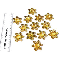 Get-Set-Go! Golden Color (100Pcs) Flat Flowers Plastic Beads For Jewellery Making, Arts And Crafts Work, Necklace, Bracelet Earring Diy Kit (Flower Flat Gold)